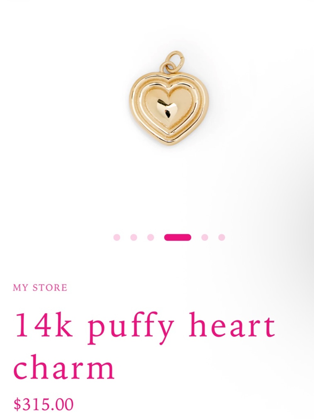 RUTH NY PUFFY HEART CHARM